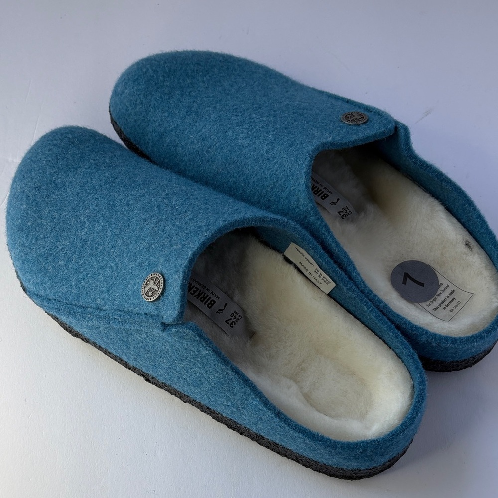 Birkenstock Blue Wool Loafers